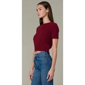 Joe's Jeans The Steph Shrunken Sweater Tee Syrah Burgundy XS Cropped Yak Wool‎ thumbnail 5