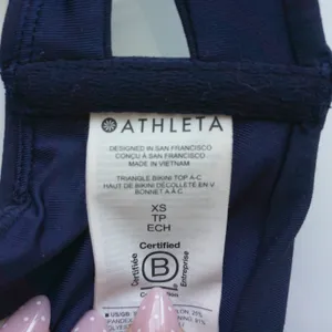 Athleta Beachy Sporty Chic Coastal Clean Performance 2 Piece Bikini XS Navy Blue thumbnail 5