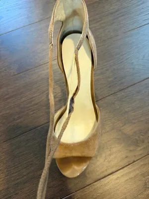 Nine West Suede Lace-Up Open-Toe Heels in Tan Size 7 - C37-085 thumbnail 10