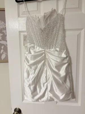 Stacees white mini dress Size 4 thumbnail 3