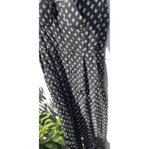 AUW As U Wish Babydoll Smocked Floral Black White Midi Dress Size XL Jumpsuit thumbnail 10