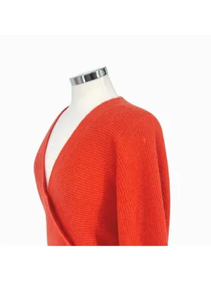 Vince Wrap-Style Wool Mohair Blend Balletcore Sweater Burnt Coral Size Small thumbnail 4