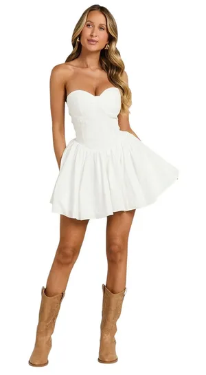 Showpo. Pink Diamond White Pleated Front Tulle Skirt Suzanna Mini Dress size 10 thumbnail 1