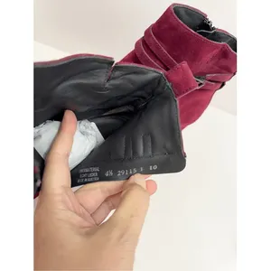 Paul Green Burgundy Suede Ankle Boots Block Heel Buckle Strap Zipper Size 7 US‎ thumbnail 9