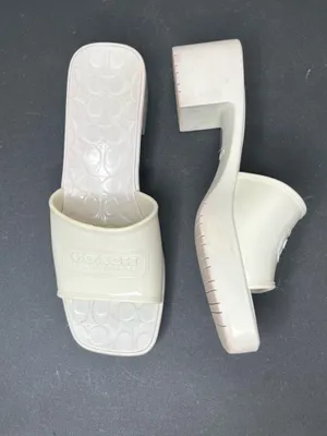 Coach Scarlett Rubber Block Heel Sandal Mule in Ivory Size 8 thumbnail 2
