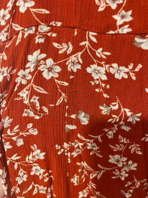 Lulus Floral Red Midi Dress with Slit. Some pulling (pictured) thumbnail 3