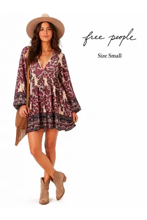 Free People Boho Mini Dress Long Sleeve thumbnail 3