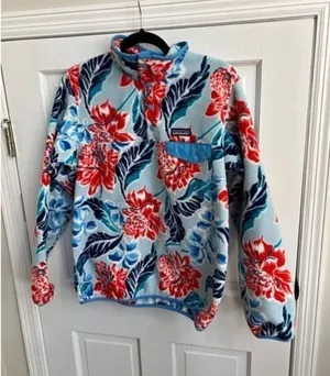 Patagonia Synchilla Snap-T Pullover Fleece Jacket Hawaiian Floral Women Small‎ thumbnail 1