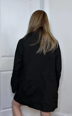 Black Button Trench Jacket - 2 thumbnail 3