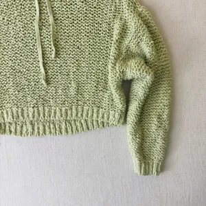 Pilcro Sailcloth Chunky Knit Cropped Pullover Hoodie Womens Size XS Lime Green thumbnail 9