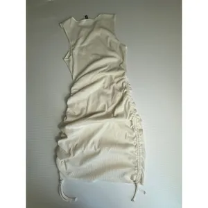 H&M Divided Sleeveless Ribbed Dress‎ Bodycon Ruched Drawstring Beige Small thumbnail 5