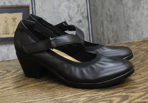 Clarks Womens Strap Block Heel Sandals Black Leather 9N thumbnail 1