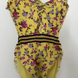 For Love & Lemons Paulina Laced One Piece Swimsuit Womens Yellow XS thumbnail 14