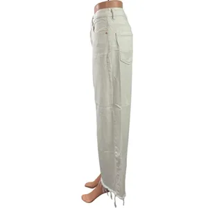 Pull & Bear Women's White High Rise Raw Hem Wide Leg Baggy Denim Jeans Size 4 thumbnail 2