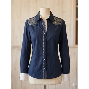 Idyllwind Navy Embellished Top size XS Cowgirl core rodeo style edgy western thumbnail 2