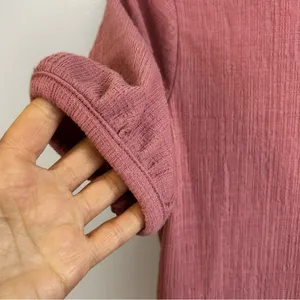Madewell Crosshatch Short Puff-Sleeve Faux-Wrap Mini Dress Pink Mauve Size Small thumbnail 10