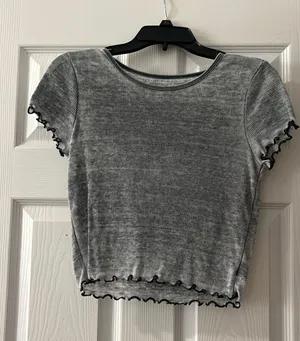 American Eagle Grey Ruffle Baby Tee Small thumbnail 1