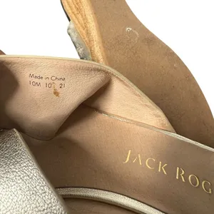 Jack Rogers Metallic Gold Slip on Espadrille Sandals Womens 10 Slides Leather thumbnail 10