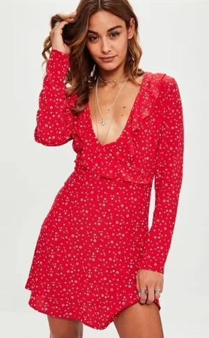 ✨ Red Star Ruffle Detail Tea Dress✨ thumbnail 1