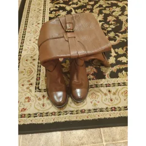 CLARKS Riding Boots Knee High Brown Leather Chunk Heels Buckle Details Size 6.5M thumbnail 4