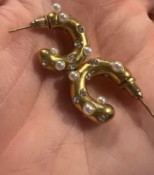 Beaded Hoop Earrings Gold thumbnail 2