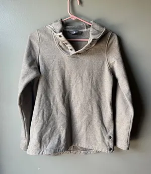 The North Face Women’s‎ Small Gray Snap Neck Hoodie Pullover Sweatshirt thumbnail 1