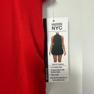 Sleeveless Red High-Neck Ruched Mini Dress thumbnail 2