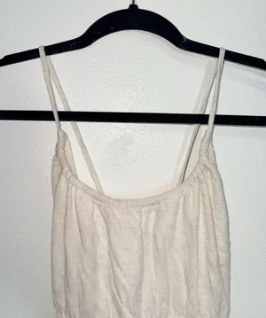 American Eagle Halter Open Back Handkerchief Hem Midi Dress Cream NWT thumbnail 5