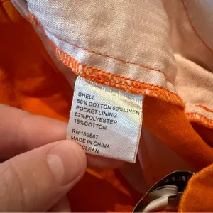 Eudon Choi Belted Wide Leg‎ Pants Bright Orange Linen Blend High Rise Women’s 2 thumbnail 7