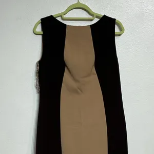Anne Klein Tan Black Colorblock Sheath Dress Career Midi Sz 12 thumbnail 3