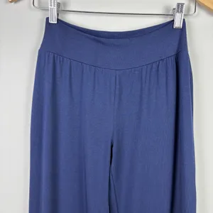 Matilda Jane Big Ruffle Pants Women Small Navy Blue Wide Leg Cotton Pull On Crop thumbnail 2