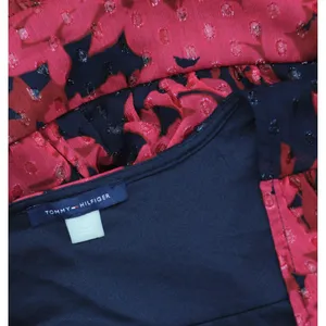 NEW Tommy Hilfiger Glitter-Dot Floral Belted Dress Sky Captain / Persian Red 12 thumbnail 7