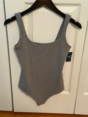 Abercrombie & Fitch Heather Gray Square Neck Bodysuit thumbnail 2