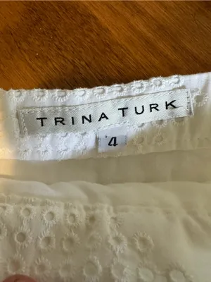Trina Turk Cotton Eyelet Pleated Skirt Womens 4 White thumbnail 5