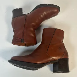 Timberland 62318 Brown Leather Side Zip‎ Ankle Boots Block Heel Womens 6.5 M thumbnail 5