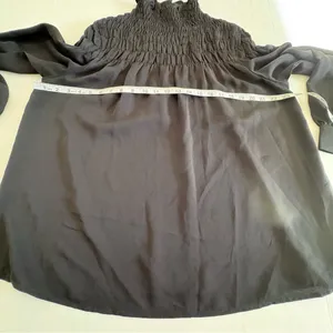 Patrizia Luca smocked high neck long sleeve blouse black thumbnail 14