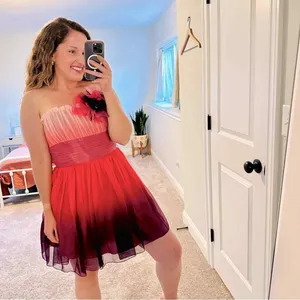 Vintage Betsey Johnson Y2K Pink Ombré Tulle Floral Strapless Mini Dress Size 4 thumbnail 9