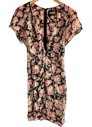 Reformation Plunging Floral Mini Dress Pink Roses thumbnail 1