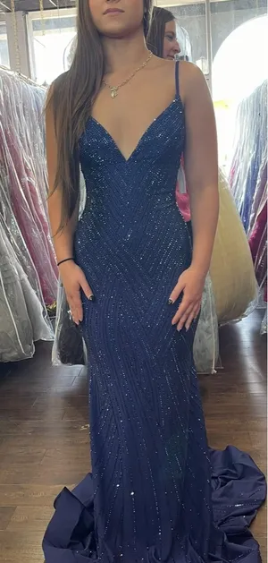 Sherri Hill Prom Dress 55607 Navy thumbnail 1