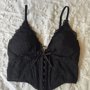 Gilly Hicks Black Lace Bralette Corset Top thumbnail 1