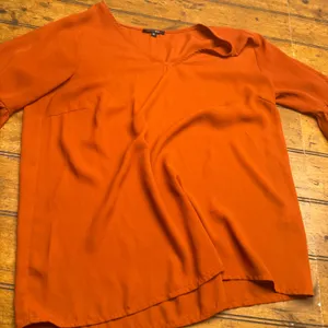 PAPPERMOON Women Orange Ruffle Sleeve V Neck Blouse‎ Top Size M thumbnail 2