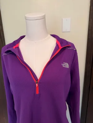 The North Face pullover purple quarter zip fleece jacket thumbnail 2