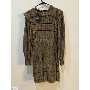 Rails Dress Womens Medium‎ Faren Sepia Python Mini Dress Smocked thumbnail 5