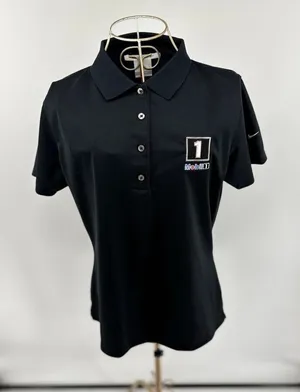 Nike Golf Dri-FIT NWT Mobil 1 Logo Polo Shirt Women's Medium Black new with tags thumbnail 1