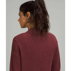 Lululemon Cashlu Long Open Cardigan Sweater Wrap Burgundy Wine Medium Large thumbnail 7