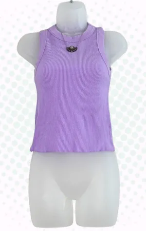 Cotton On Light Lavender Purple Cropped Ribbed Crew Neck Tank Top Size S thumbnail 1