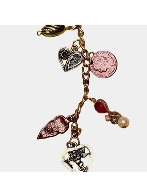 Copper Coin Bag Charm Keychain Handmade One of a Kind Crystal Accessory (#24) thumbnail 2