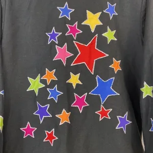 Indigo Moon Black Jacket Lime Green Trim & Appliqué Stars Magic Vintage Large thumbnail 7
