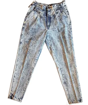 Vintage CHIC Acid Wash Pleated Jeans High Rise Tapered 80s Indie Streetwear USA thumbnail 1