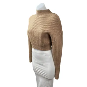 Aritzia Babaton 100% Wool Guell Women's Brown Ribbed Sweatshirt Sweater Top Sz S thumbnail 2